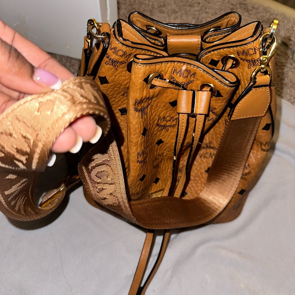 MCM bucket purse with scrap